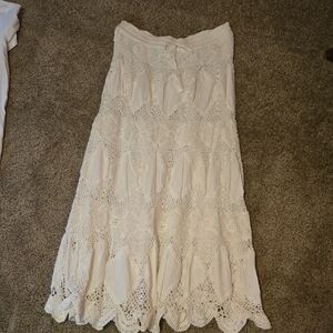 Womens Elegant White Crochet Skirt